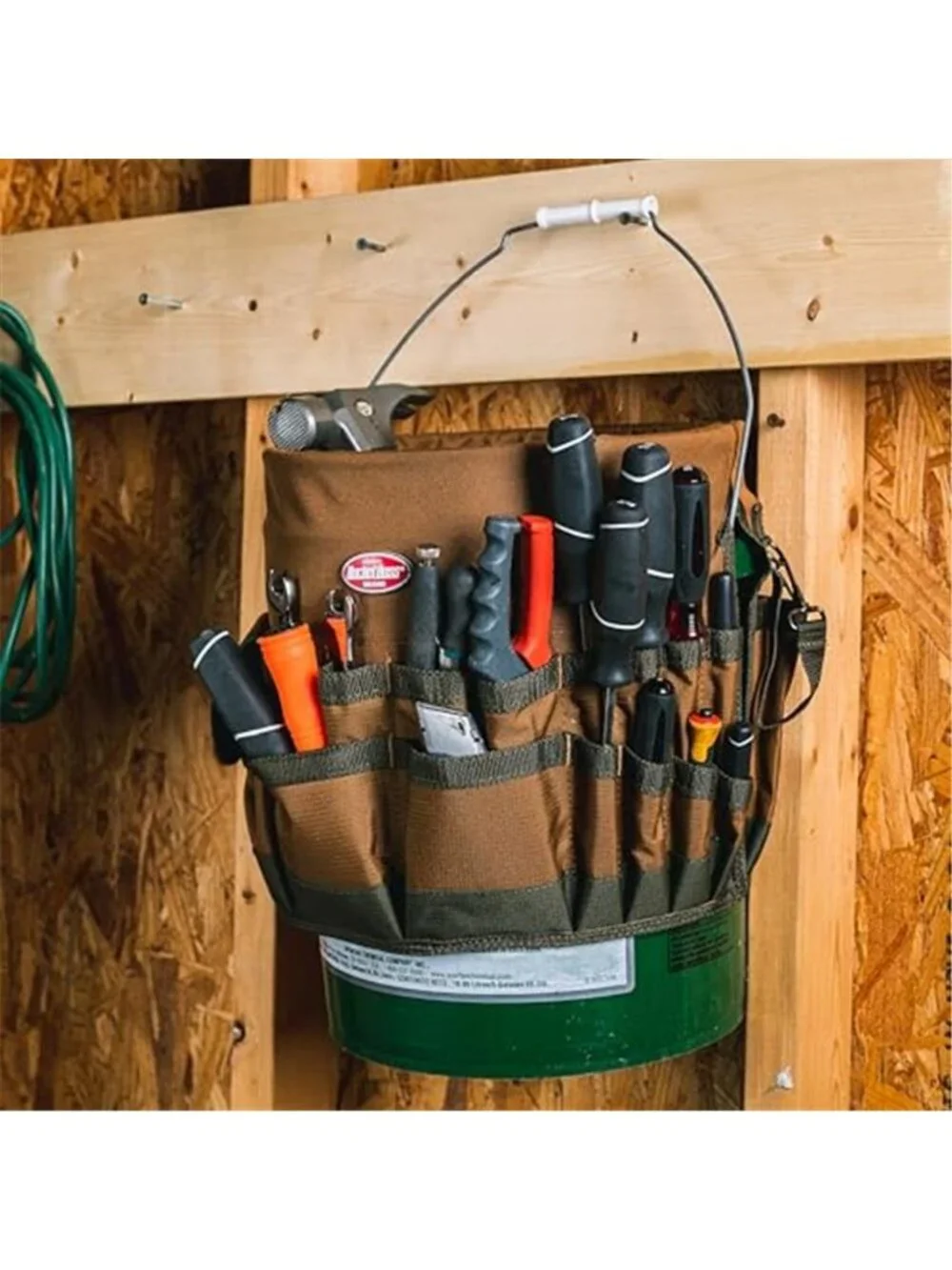 Bucket Tool Organizer 5 Gallon Bucket Caddy Canvas Tool Storage Holder Brown